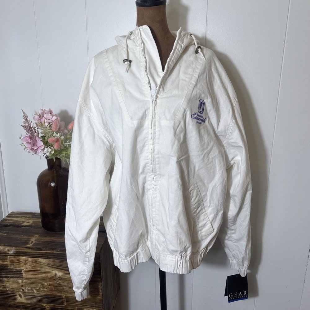 Gear For Sports Y2K Jacket Sz Large White logo Stouffer Esmeralda Resort Vintage